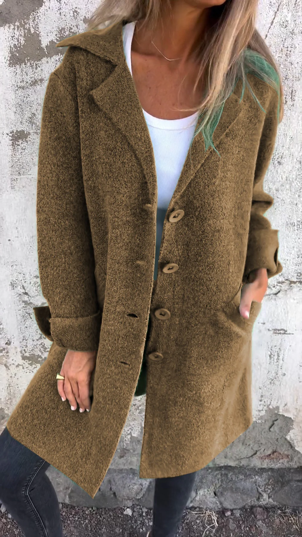 Wool Single Breasted Long Coat - Image 10