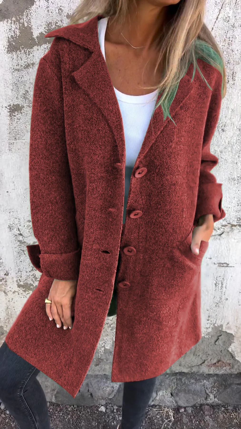 Wool Single Breasted Long Coat - Image 12