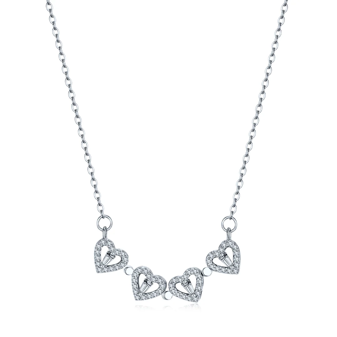 Silver Clover Hearts Necklace - Image 2
